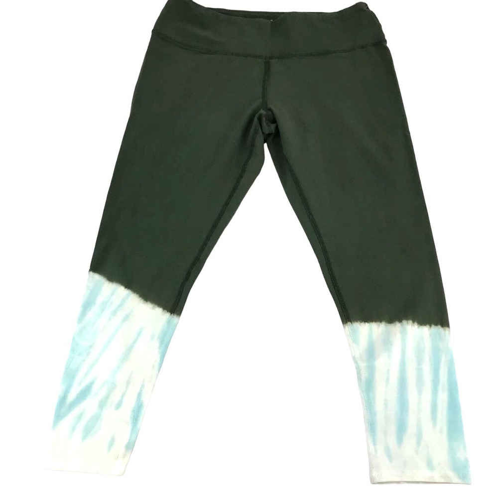 J. Jill Fit Breathe Olive Green Tie Dye Cotton Stretch Leggings Sz L Petite NWT